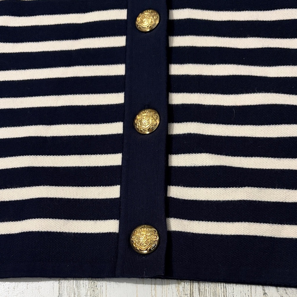 Tuckernuck Navy and White Striped Knit Liv Cardigan Size XXL - Picture 3 of 10